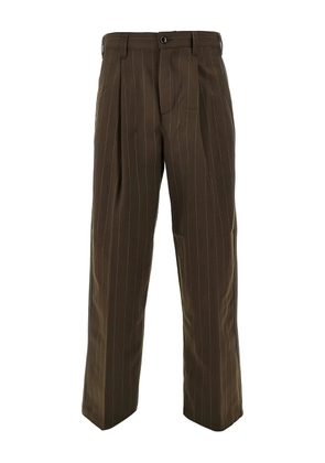 Obey Dean pinstripe pleated trousers - Brown