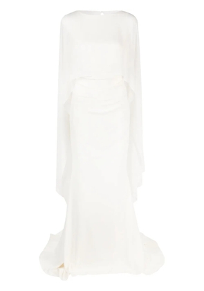 Talbot Runhof mermaid cape gown - White
