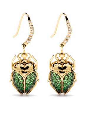 Aurelie Bidermann 18kt yellow gold Scarab tsavorite and diamond earrings