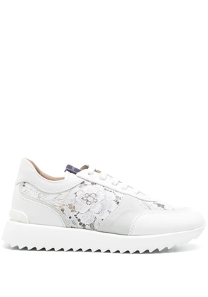 Le Silla chantilly-lace leather sneakers - White