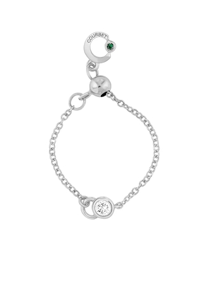 Courbet 18kt recycled white gold CO laboratory-grown diamond adjustable chain ring - Silver