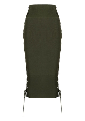 Monse lace-up detailed knitted skirt - Green