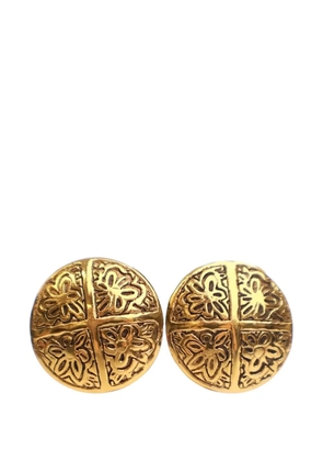 CHANEL Pre-Owned 20th Century Gold Plated Camellia Cross Dome Clip On Earrings costume earrings