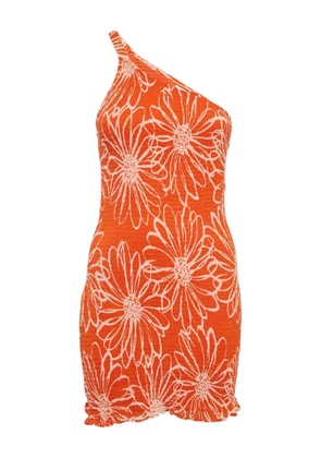 Faithfull the Brand floral-print smocked mini dress - Orange