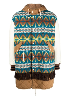 Junya Watanabe MAN graphic-print hooded parka - Brown
