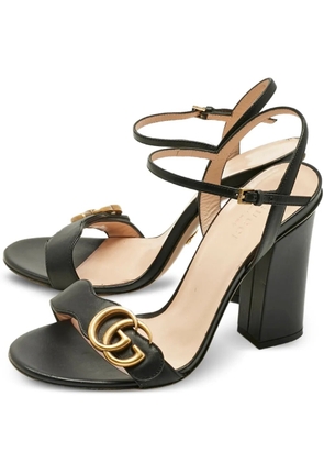 Gucci Pre-Owned leather GG block-heel sandals - Black