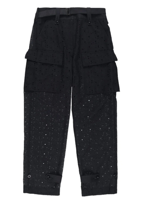 sacai logo-embroidery trousers - Black