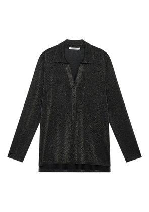 MALIPARMI glitter-effect polo top - Black