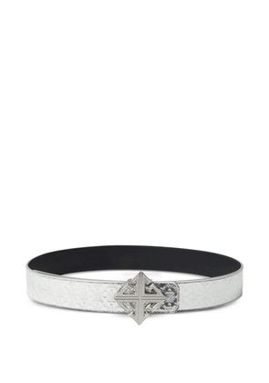 GUAPI crystal-encrusted cross buckle belt - Silver