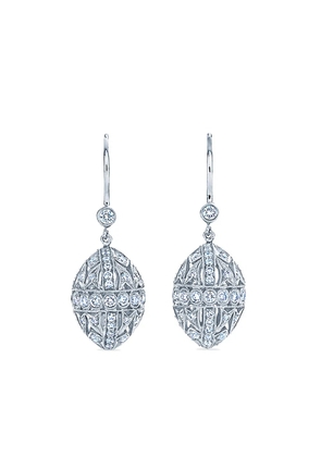 KWIAT 18kt white gold Splendor filigree diamond egg drop earrings - Silver