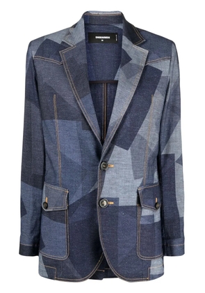 DSQUARED2 geometric-print denim blazer - Blue