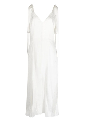 Goen.J V-neck lace-trim midi dress - White