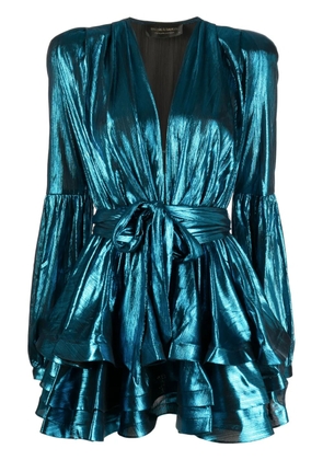 Bronx and Banco ruffle-detailing V-neck dress - Blue