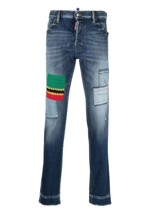 DSQUARED2 patchwork-detail slim-fit jeans - Blue