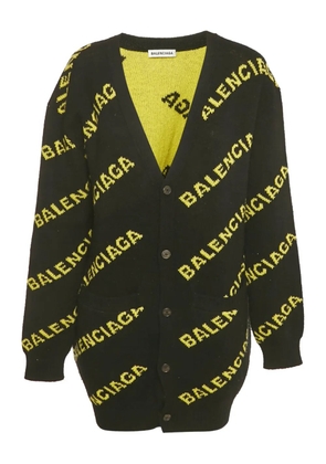 Balenciaga Pre-Owned Buttoned logo-pattern knit top - Black