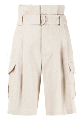 Goen.J belted paperbag-waist bermuda shorts - Neutrals