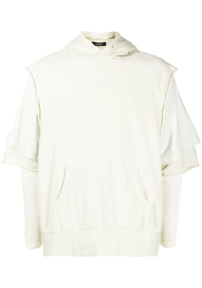 Undercover layered-sleeve cotton hoodie - Neutrals