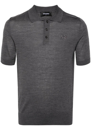 DSQUARED2 logo-embroidered fine-knit polo shirt - Grey