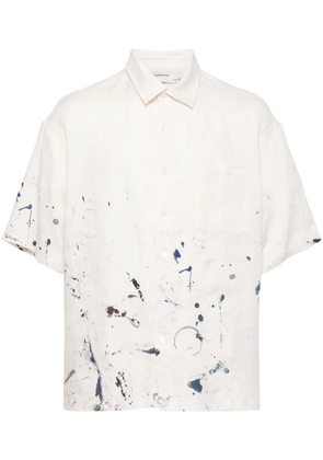 DOMREBEL Monday splatter-print linen shirt - White