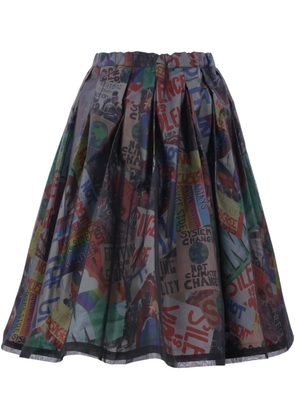 Comme Des Garçons printed pleated skirt - Black