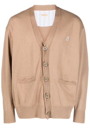 Undercover logo-patch cotton cardigan - Brown