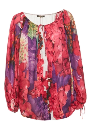 Roberto Cavalli floral-print pleated blouse - Pink