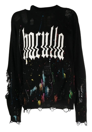 Haculla Glitched distressed logo-print jumper - Black