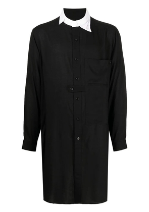 Yohji Yamamoto tab-collar long shirt - Black