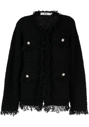 b+ab frayed-trim tweed cardigan - Black