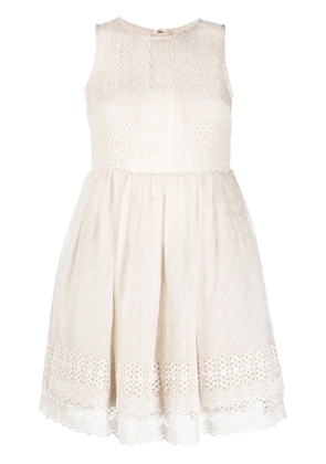 Valentino Garavani Pre-Owned 2010s lace-panelled sleeveless dress - Neutrals