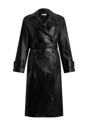 Bally double-breasted leather trench coat - Black