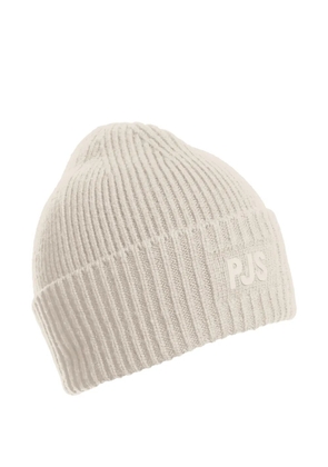 Parajumpers ribbed logo beanie - White