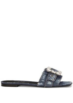 Dolce & Gabbana embellished patchwork-denim sandals - Blue