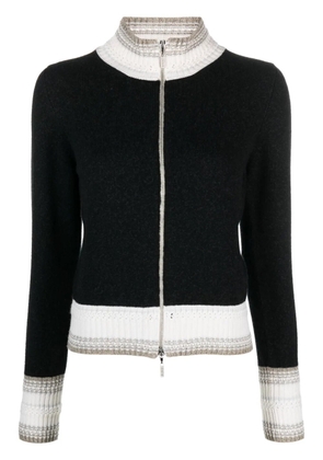 Barrie Mottled zip-up cashmere cardigan - Black