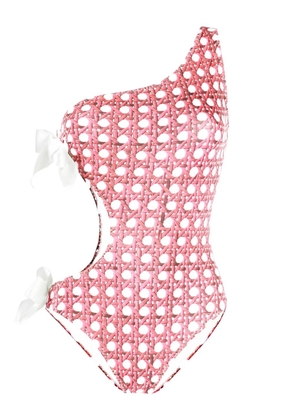 Giambattista Valli Treillage-print one-shoulder swimsuit - Pink