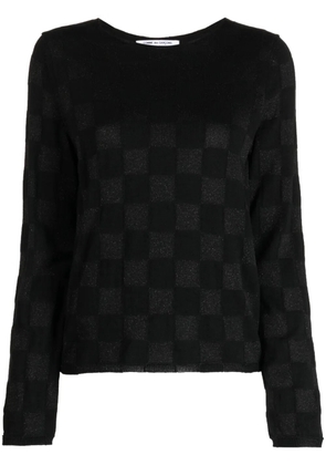 Comme Des Garçons Comme Des Garçons checked long-sleeved knitted top - Black