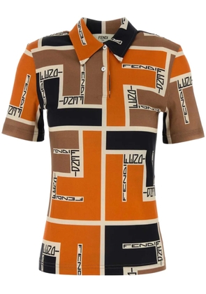 FENDI Maxi FF Puzzle-print polo shirt - Orange