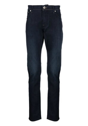 Corneliani logo-embroidered straight jeans - Blue