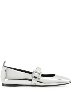 Sergio Rossi SR Twenty metallic-finish ballerina shoes - Silver
