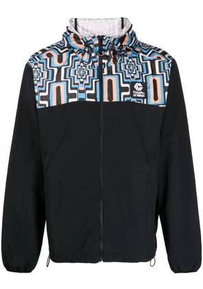 COUNTY OF MILAN Cross-print panelled hooded windbreaker - Multicolour