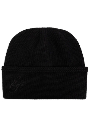 Emporio Armani embroidered-logo wool beanie - Black
