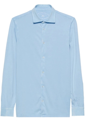 Fedeli plain organic-cotton shirt - Blue