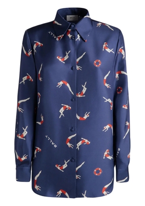 Bally silk swimmer-print shirt - Blue