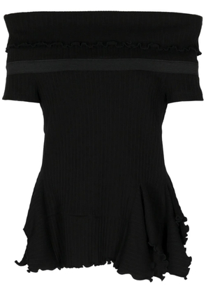 Goen.J off-shoulder cotton-blend top - Black