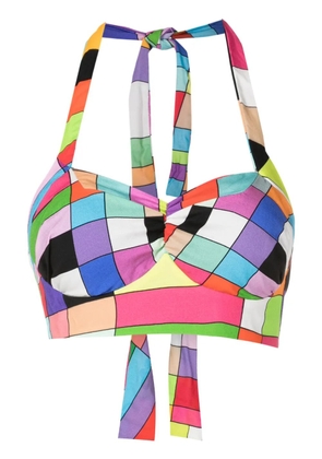 Amir Slama geometric-print cropped top - Multicolour