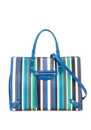Balenciaga Pre-Owned 2017 Mini Leather Striped Papier A6 Zip Around satchel - Blue