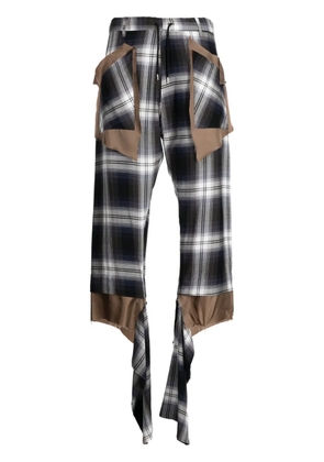 sulvam check-print asymmetric trousers - Blue