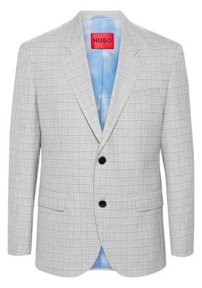 HUGO plaid-check single-breasted blazer - Grey