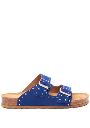 Scarosso Delilah stud-embellished suede slides - Blue