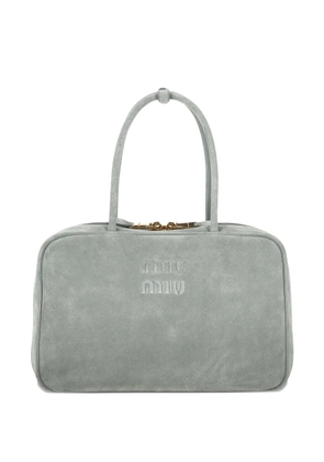 Miu Miu embossed-logo suede tote bag - Green